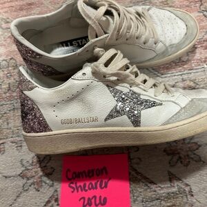 Golden Goose Women's White and Glitter Sneakers